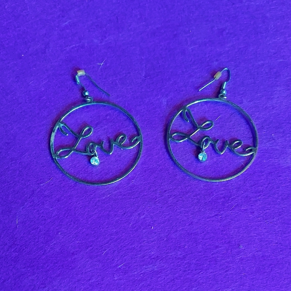 Silver Love Hoop Earrings